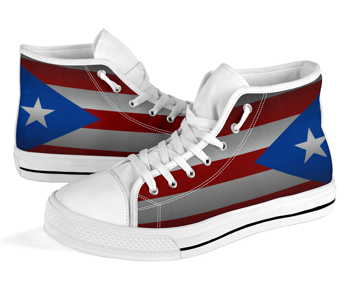 Puerto Rico Flag Shadow Canvas High Tops - Men's & Women's