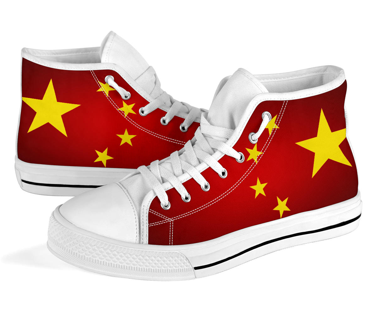 China Flag Shadow Canvas High Tops - Men's & Women's