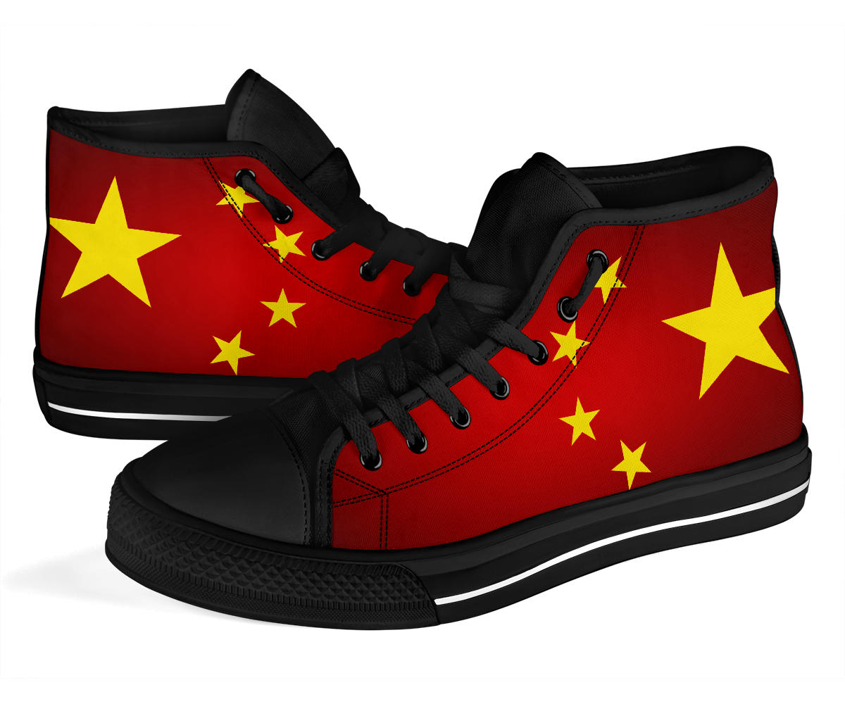 China Flag Shadow Canvas High Tops - Men's & Women's