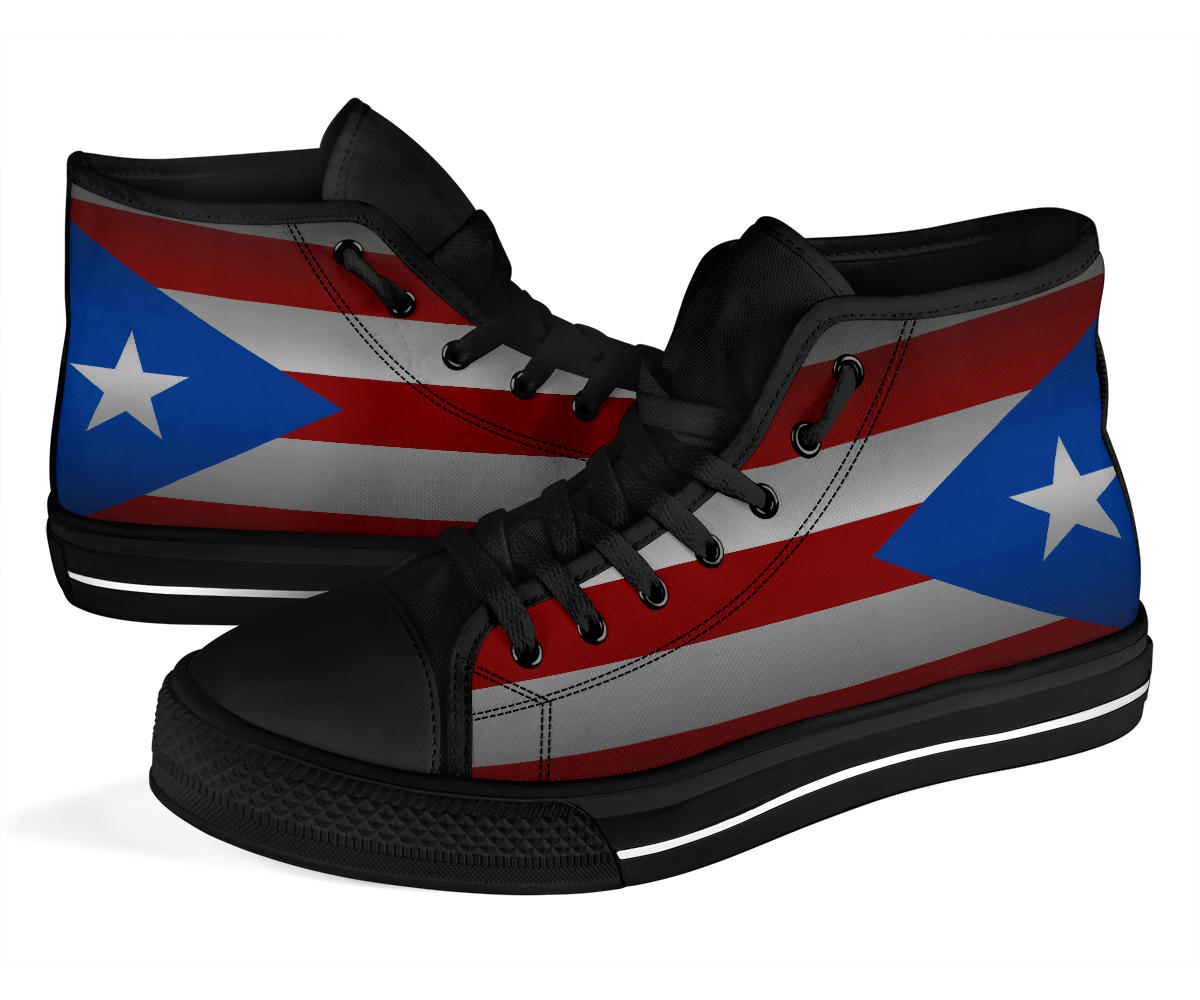 Puerto Rico Flag Shadow Canvas High Tops - Men's & Women's