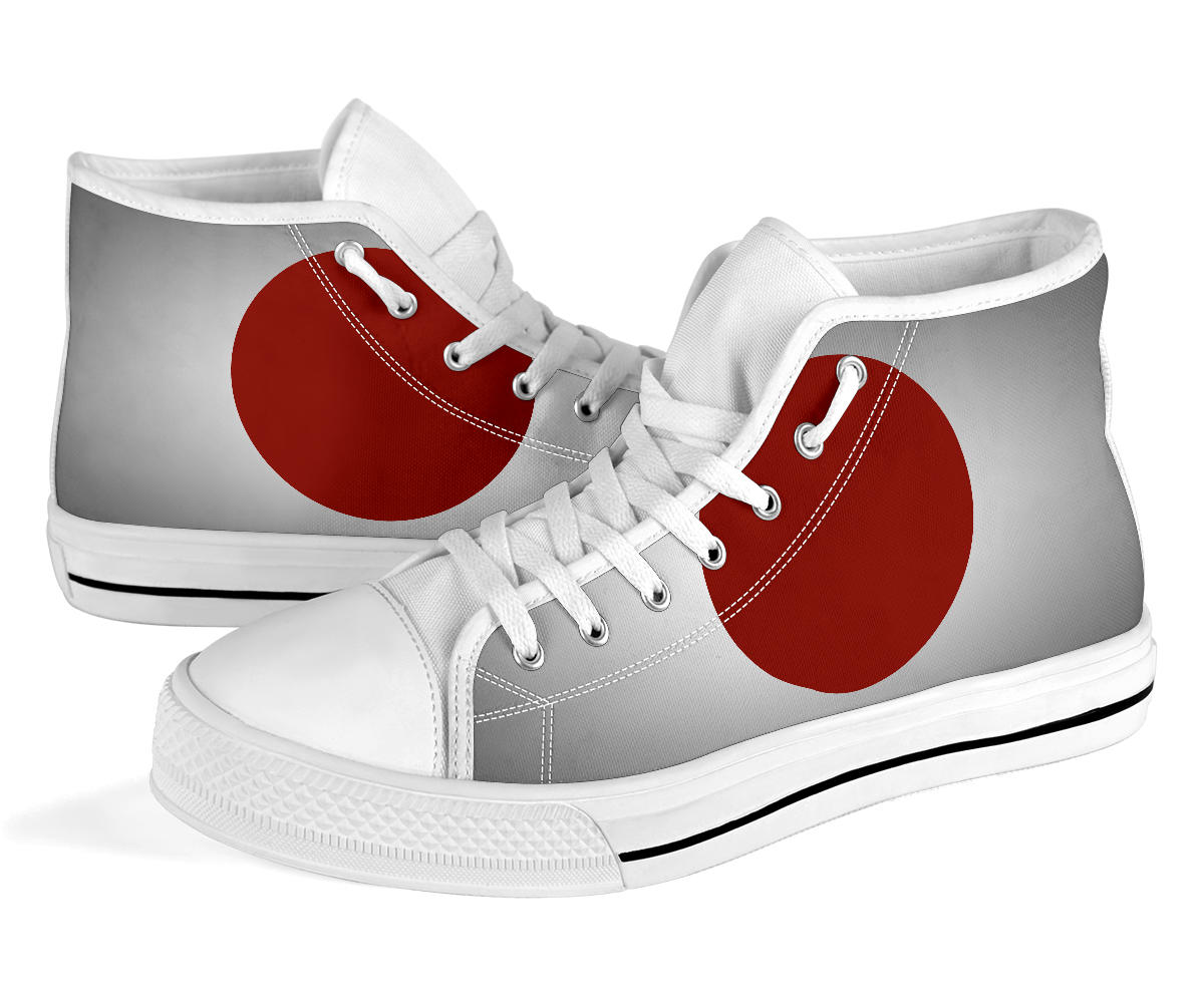 Japan Flag Shadow Canvas High Tops - Men's & Women's
