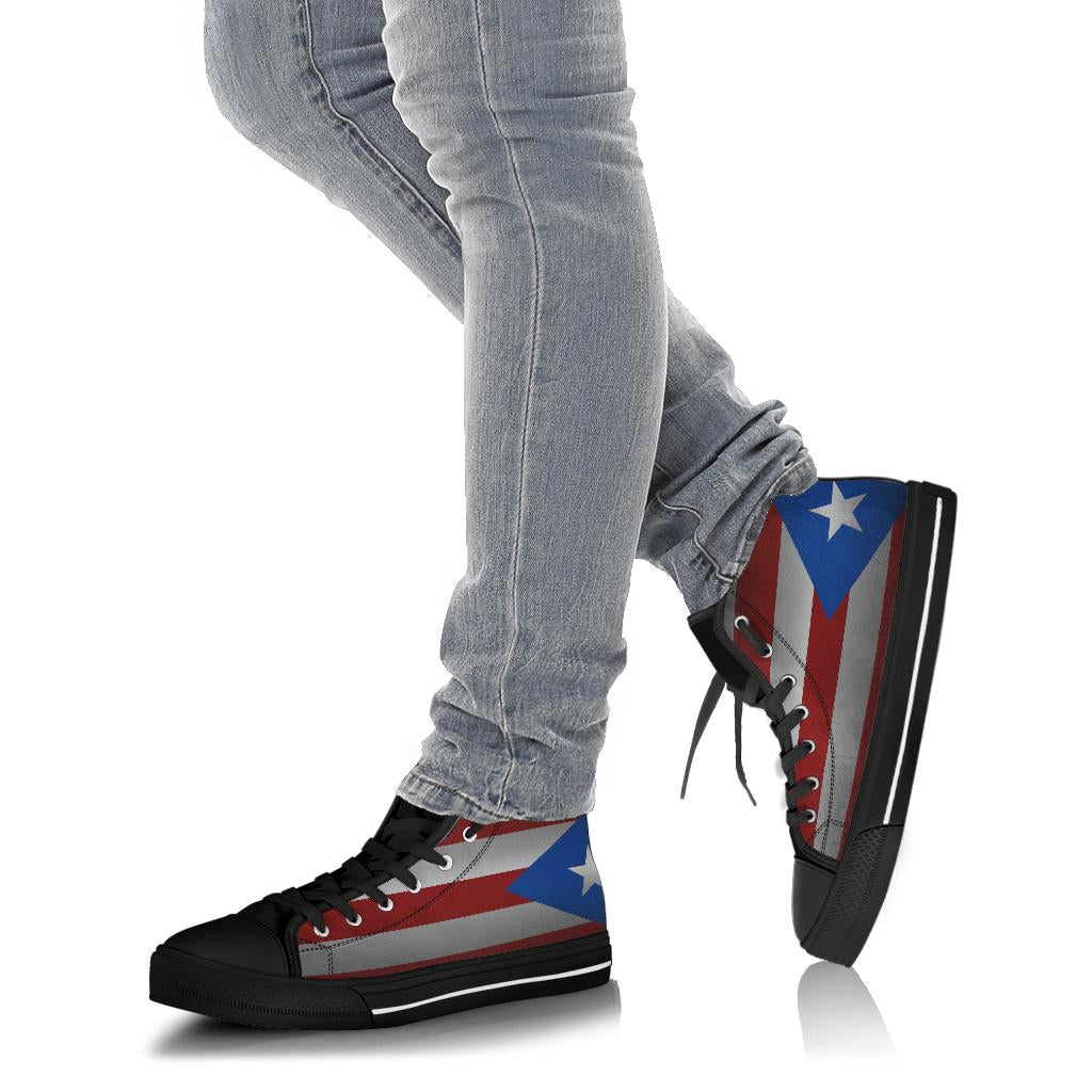 Puerto Rico Flag Shadow Canvas High Tops - Men's & Women's