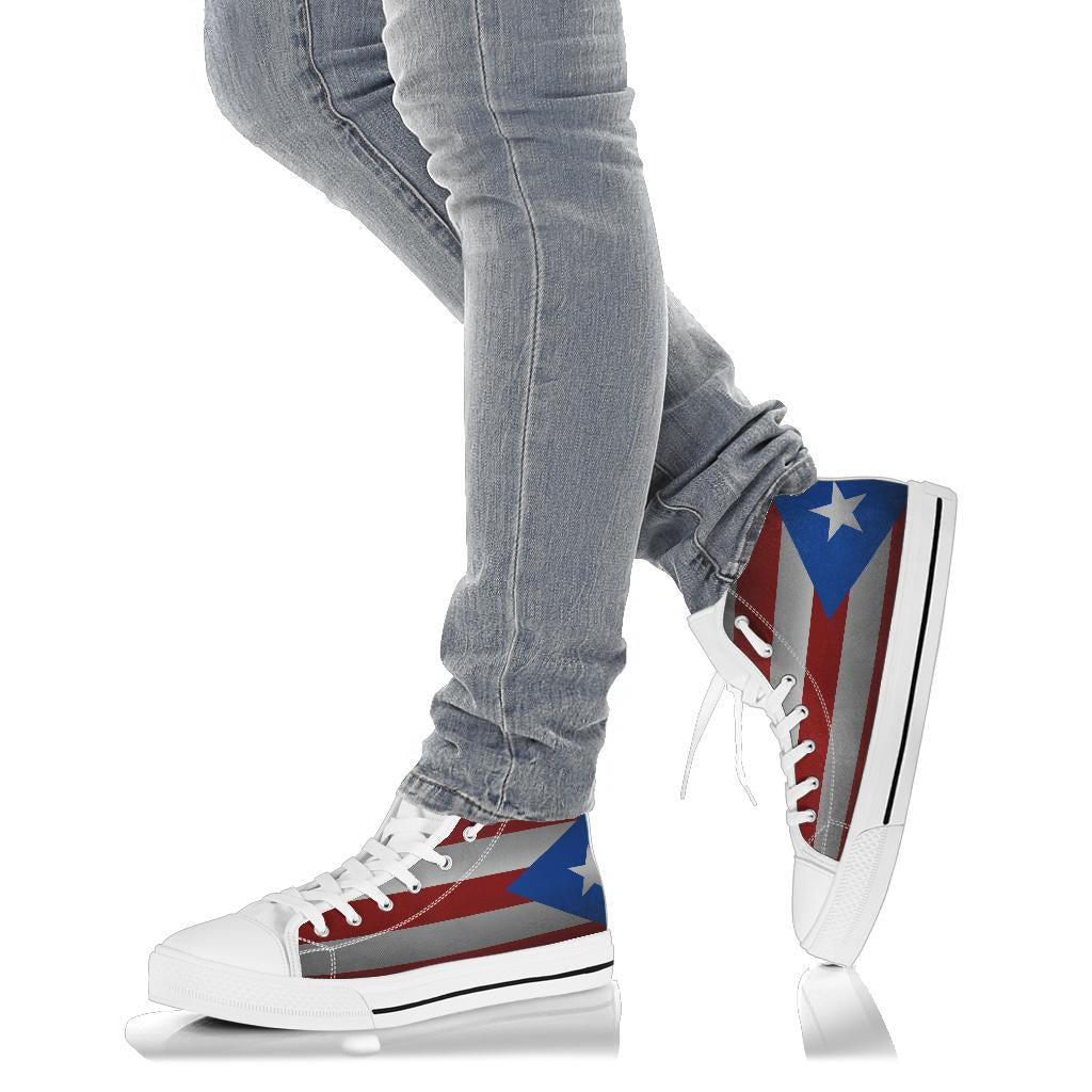 Puerto Rico Flag Shadow Canvas High Tops - Men's & Women's