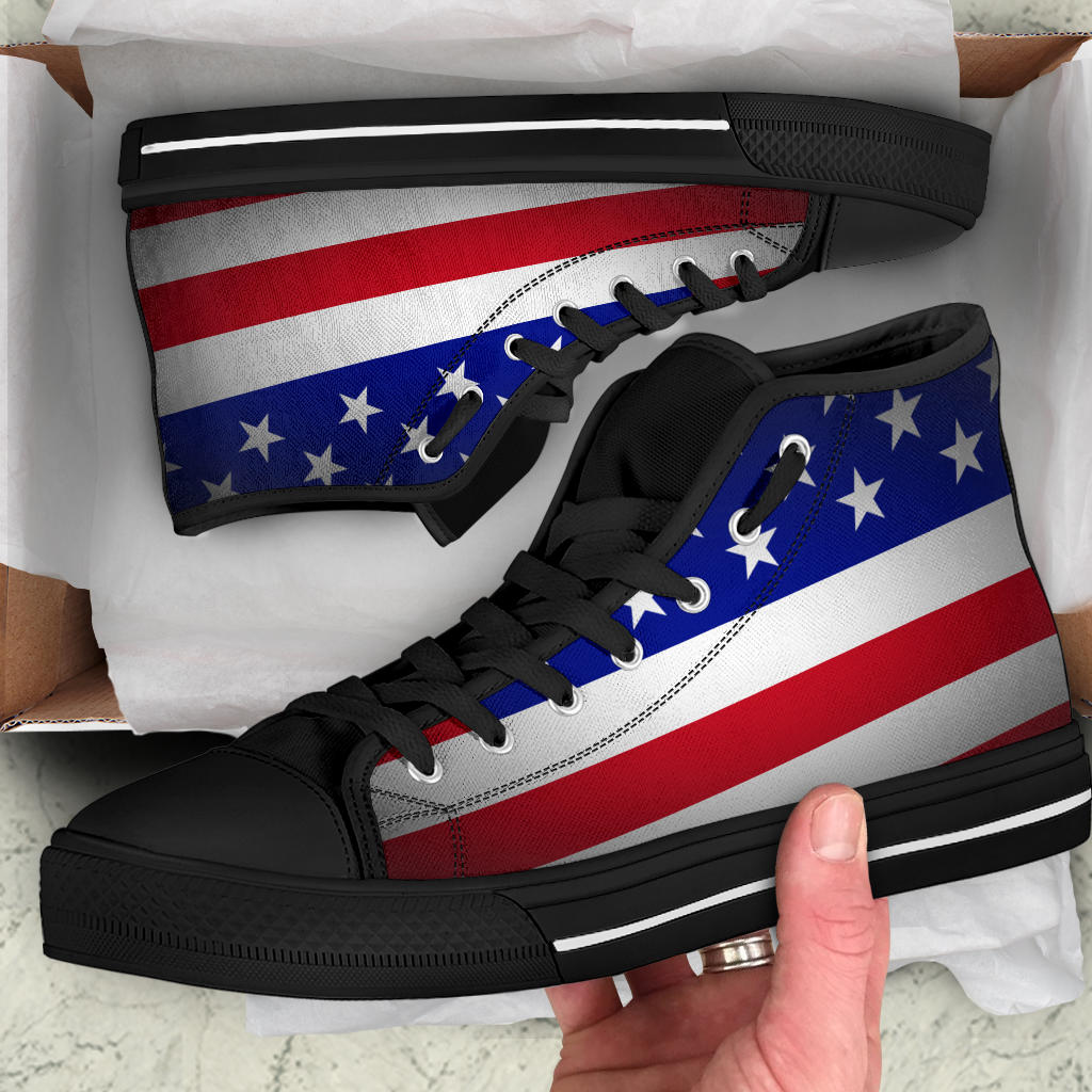 American Flag Shadow Canvas High Tops - Men's & Women's