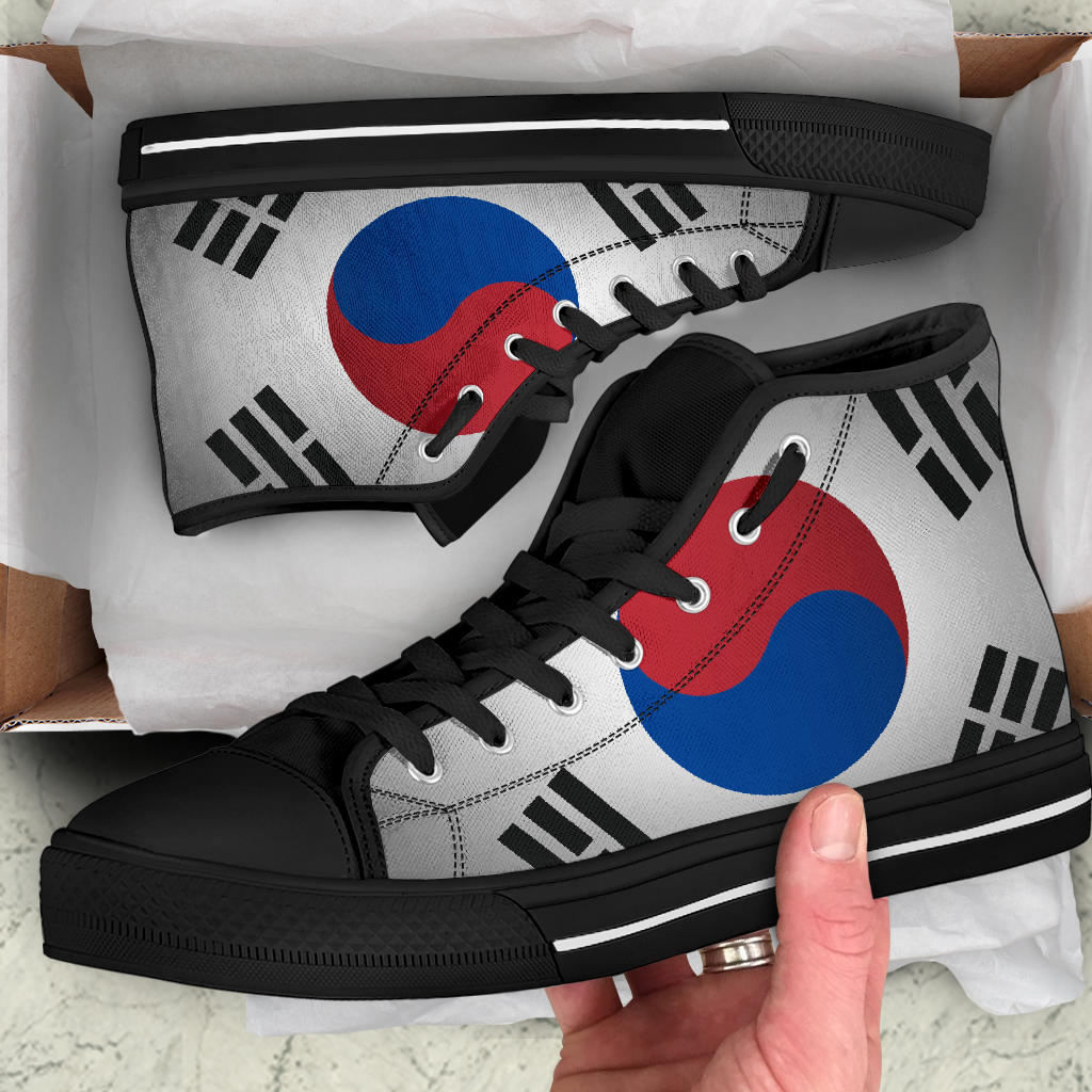 South Korea Flag Shadow Canvas High Tops - Men's & Women's