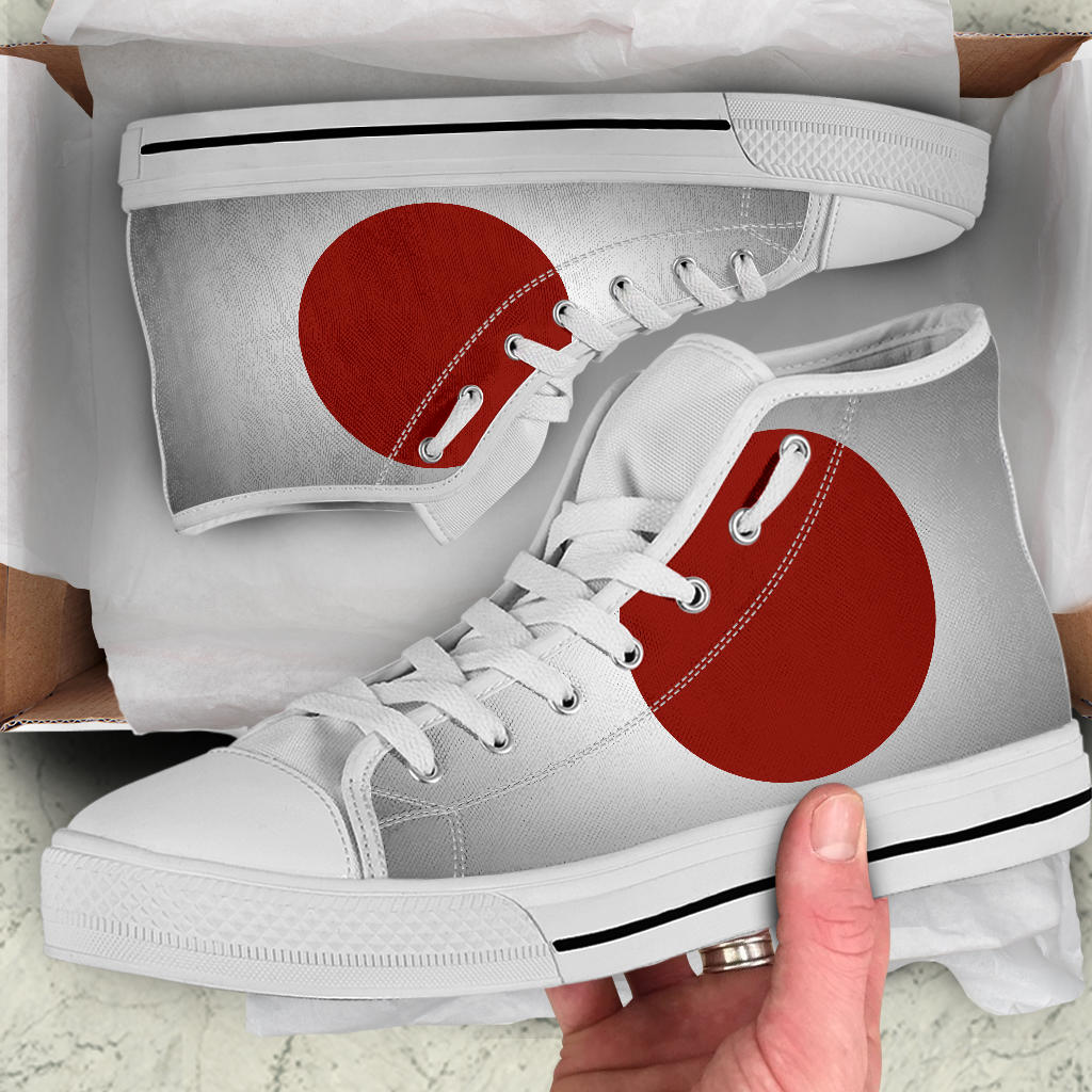 Japan Flag Shadow Canvas High Tops - Men's & Women's