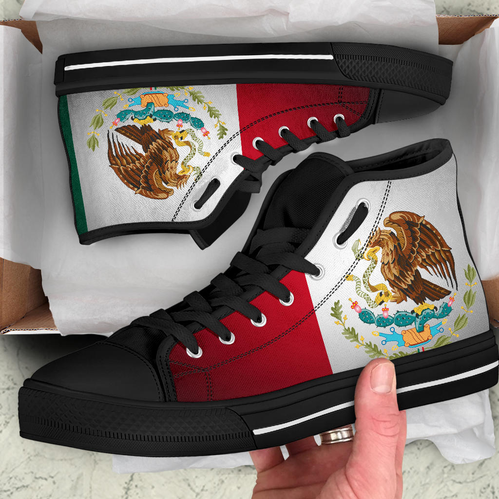 Mexico Flag Shadow Canvas High Tops - Men's & Women's