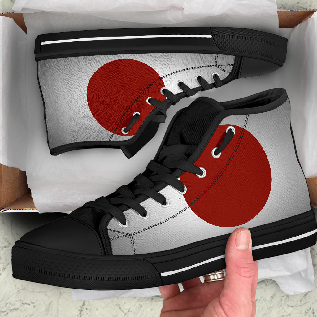 Japan Flag Shadow Canvas High Tops - Men's & Women's