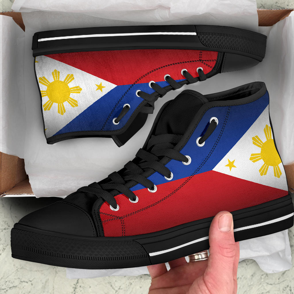 Philippines Flag Shadow Canvas High Tops - Men's & Women's