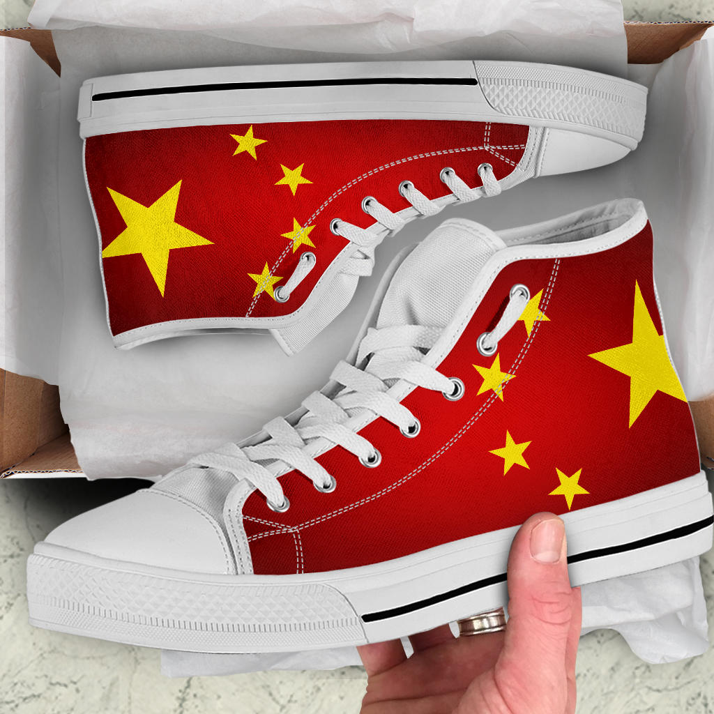 China Flag Shadow Canvas High Tops - Men's & Women's