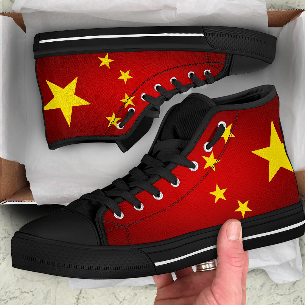 China Flag Shadow Canvas High Tops - Men's & Women's