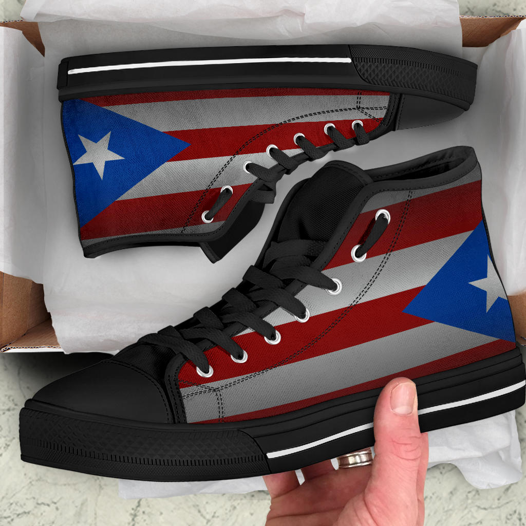 Puerto Rico Flag Shadow Canvas High Tops - Men's & Women's