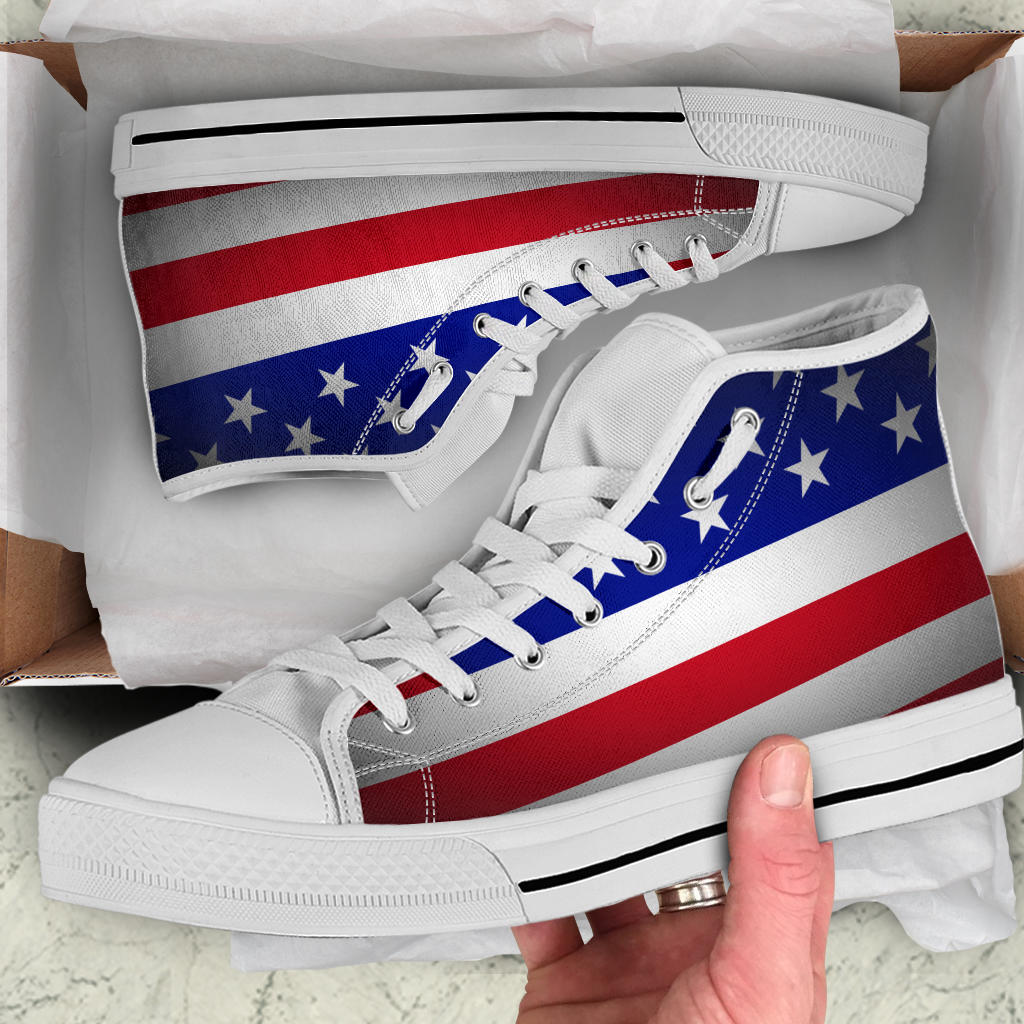 American Flag Shadow Canvas High Tops - Men's & Women's