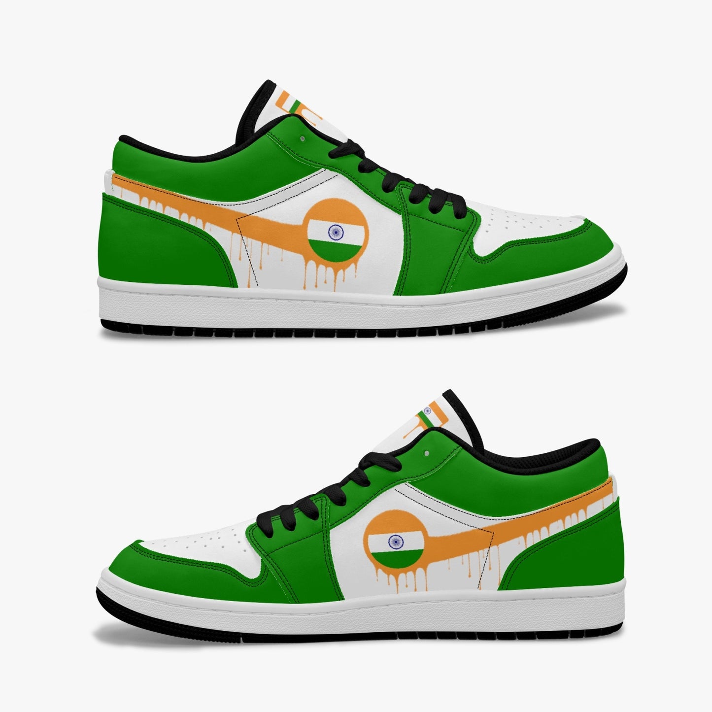 Air India Orange Drip / Green & White Low Tops (Black Sole) - Men's & Women's