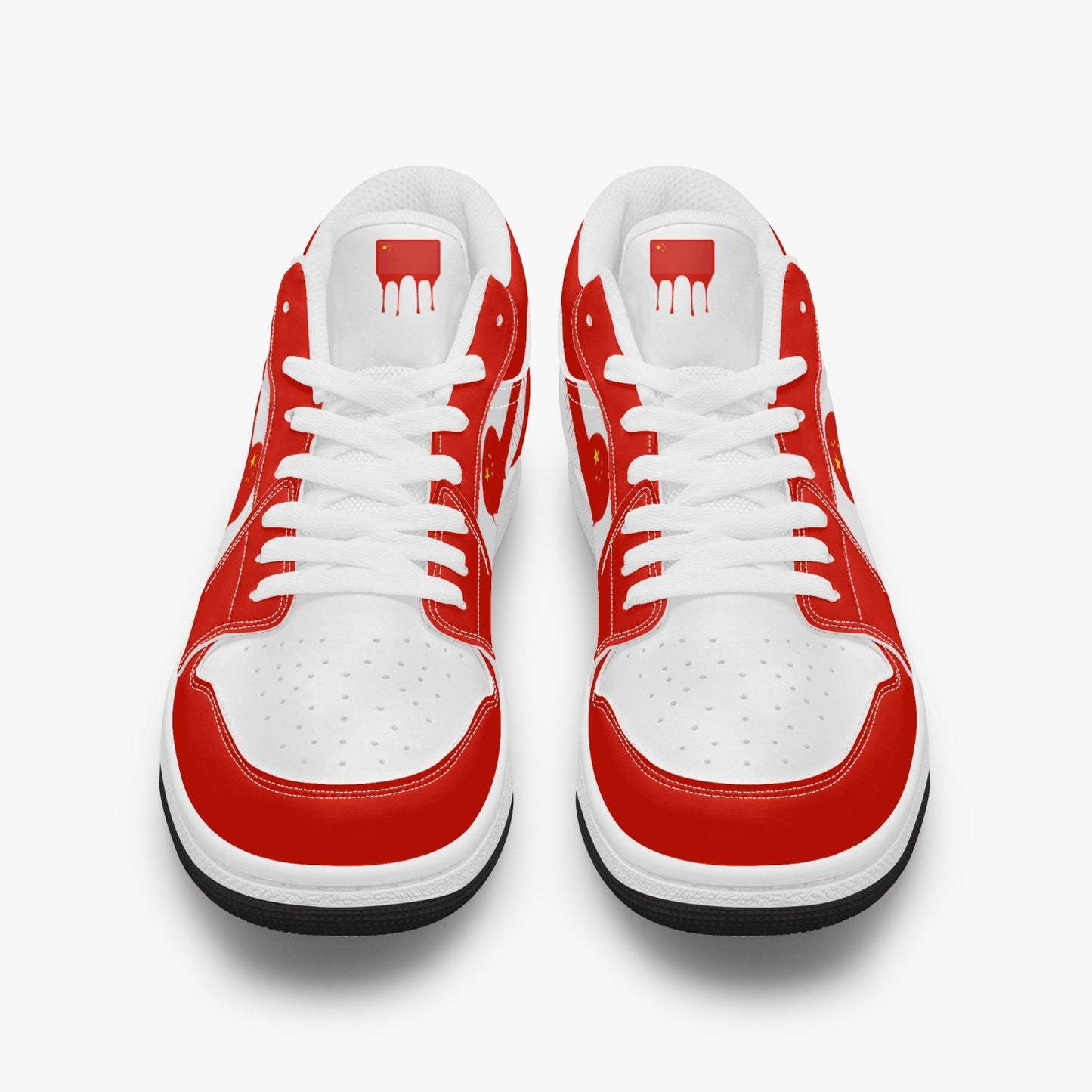 Air China Red Drip / Red & White Low Tops (Black Sole) - Men's & Women's