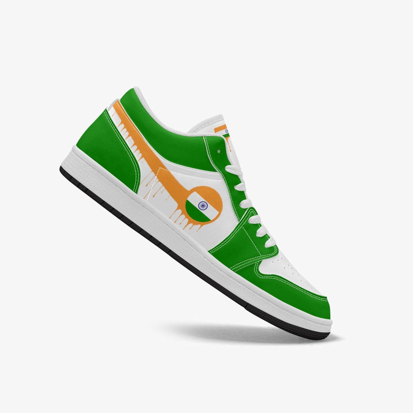 Air India Orange Drip / Green & White Low Tops (Black Sole) - Men's & Women's