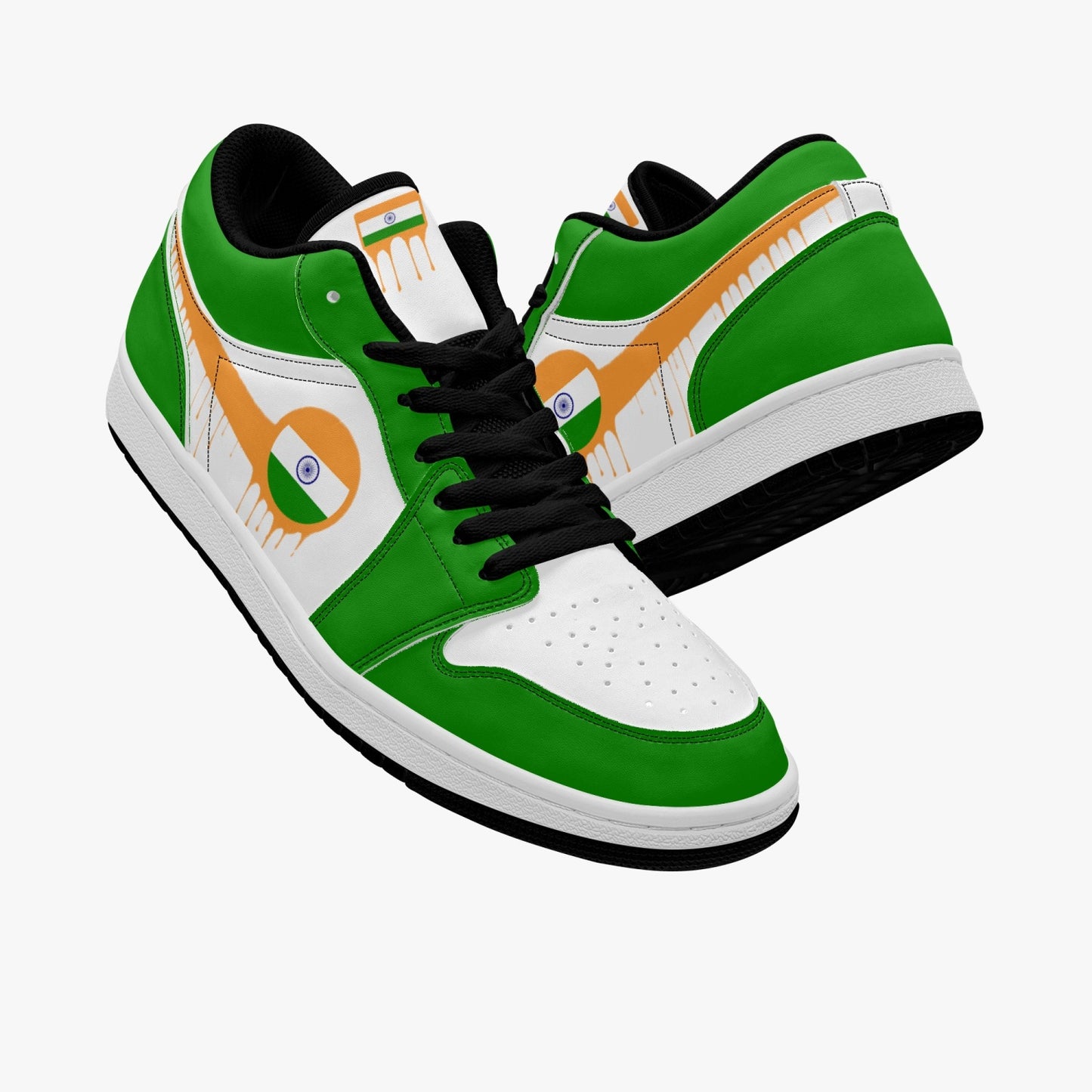 Air India Orange Drip / Green & White Low Tops (Black Sole) - Men's & Women's