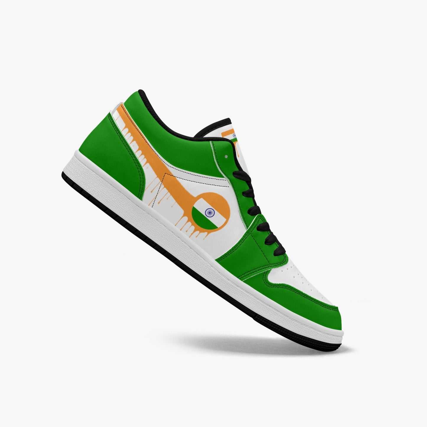 Air India Orange Drip / Green & White Low Tops (Black Sole) - Men's & Women's