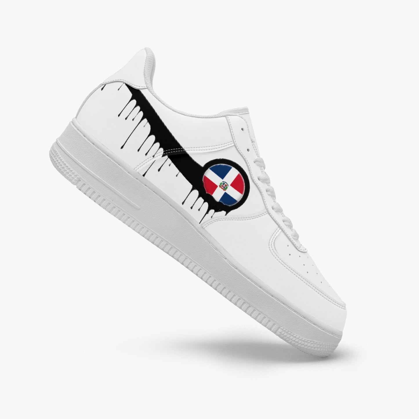 Dominican Black Drip R-Force 1 Low Tops (White) - Men's & Women's