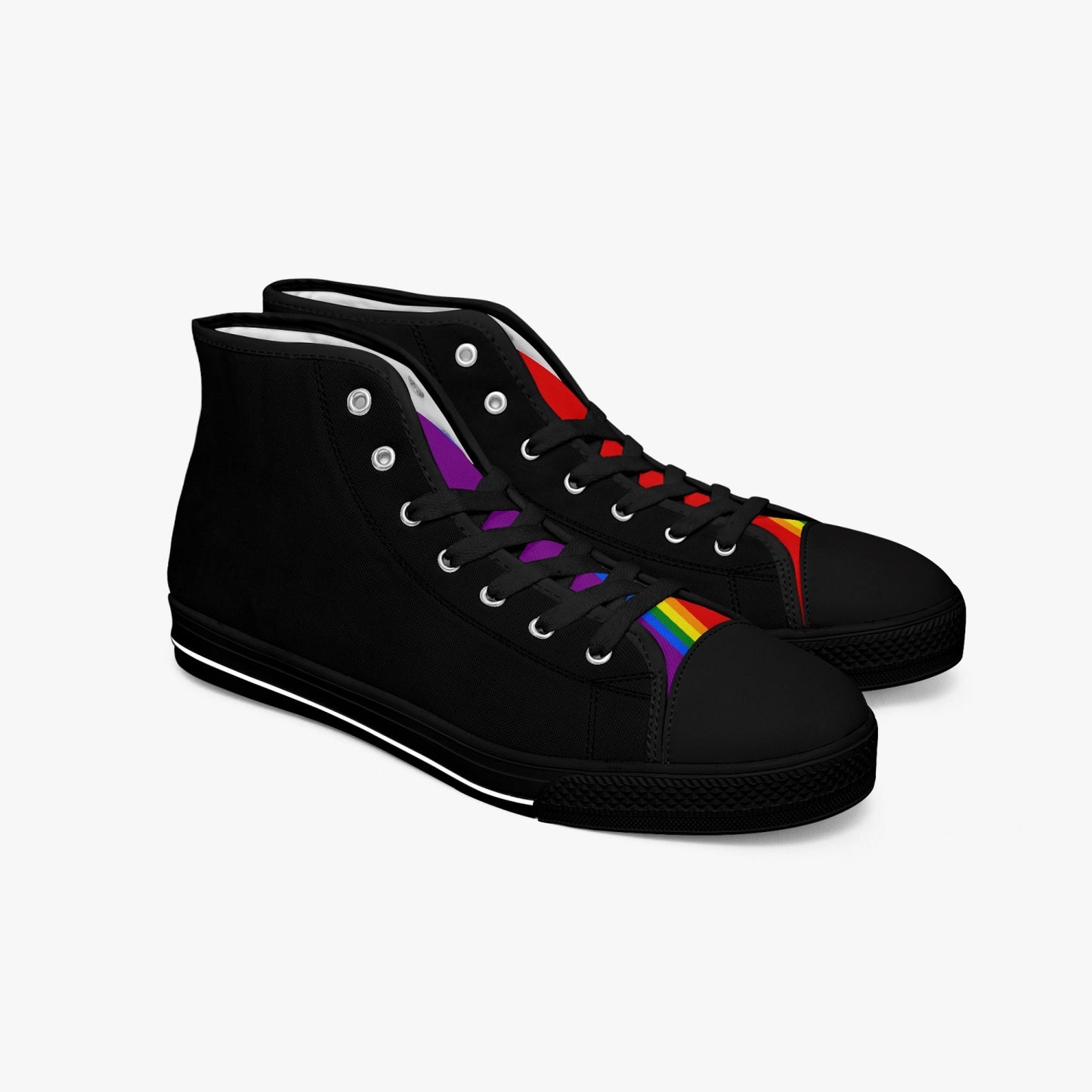 Rainbow Pride Classic Canvas High Tops (Black) - Men's & Women's