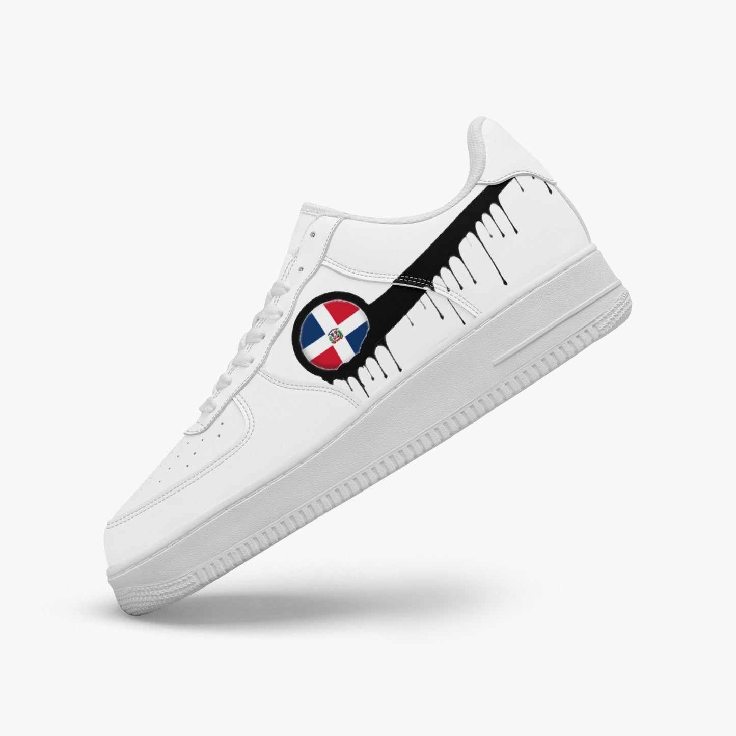 Dominican Black Drip R-Force 1 Low Tops (White) - Men's & Women's