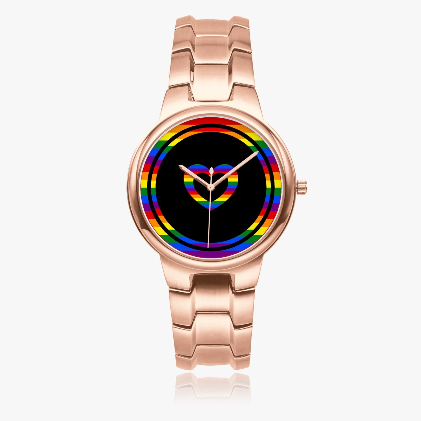 Rainbow Love Stainless Steel Luxury Women's Watch - Rose Gold / Silver / Black