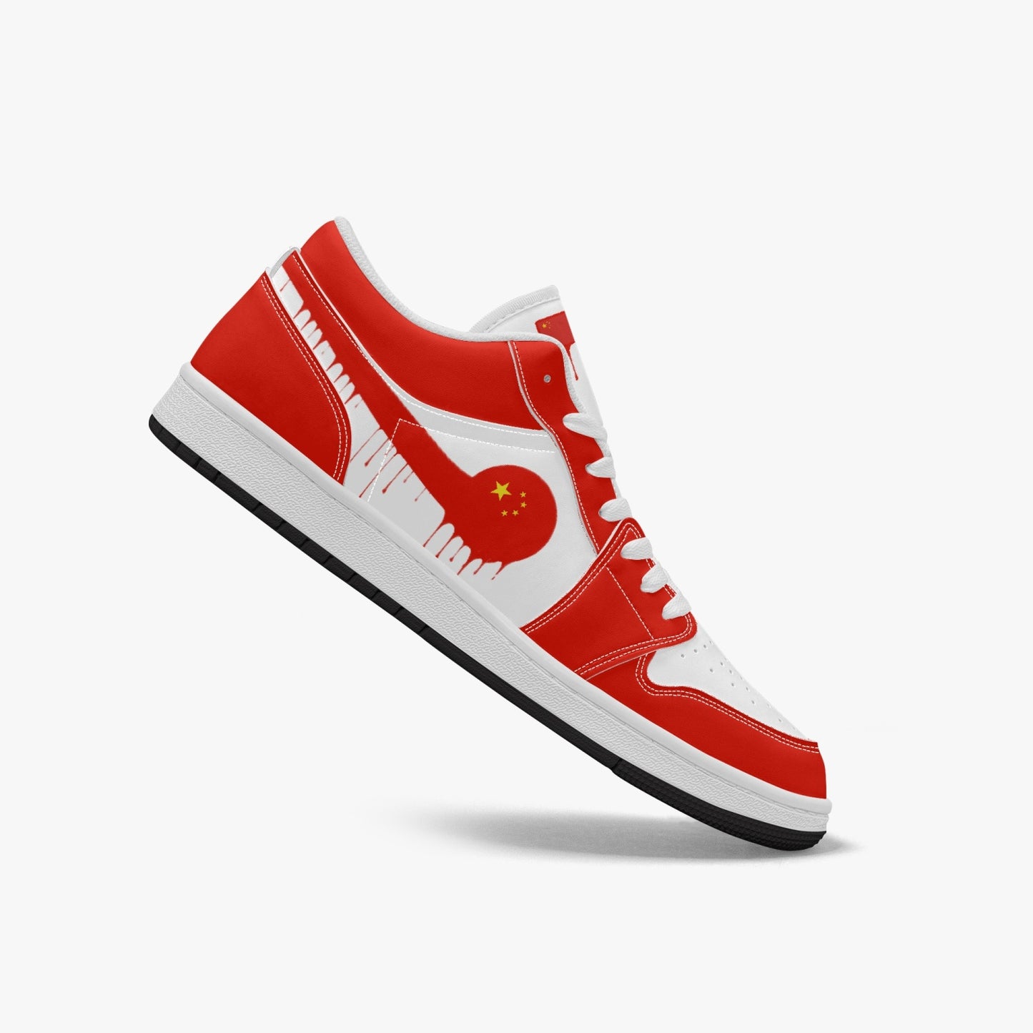 Air China Red Drip / Red & White Low Tops (Black Sole) - Men's & Women's