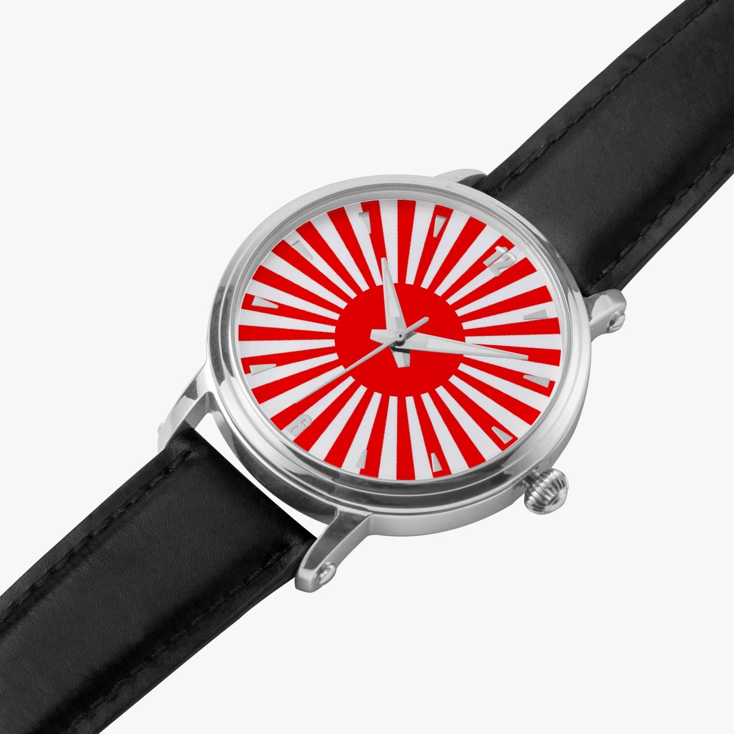 Japan Pride Premium Leather Men's Watch - Silver / Rose Gold / Black