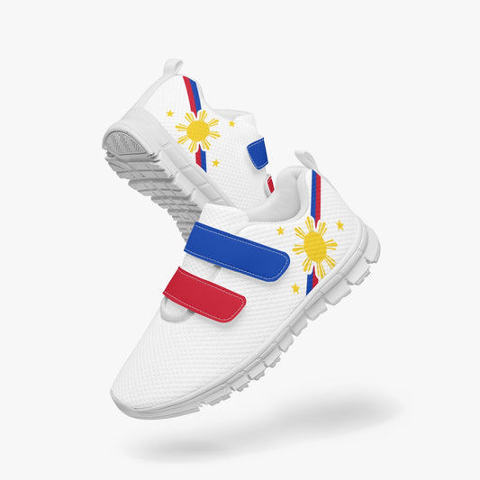 Philippines Pride Kid's Lightweight Velcro Mesh Sneaker - White