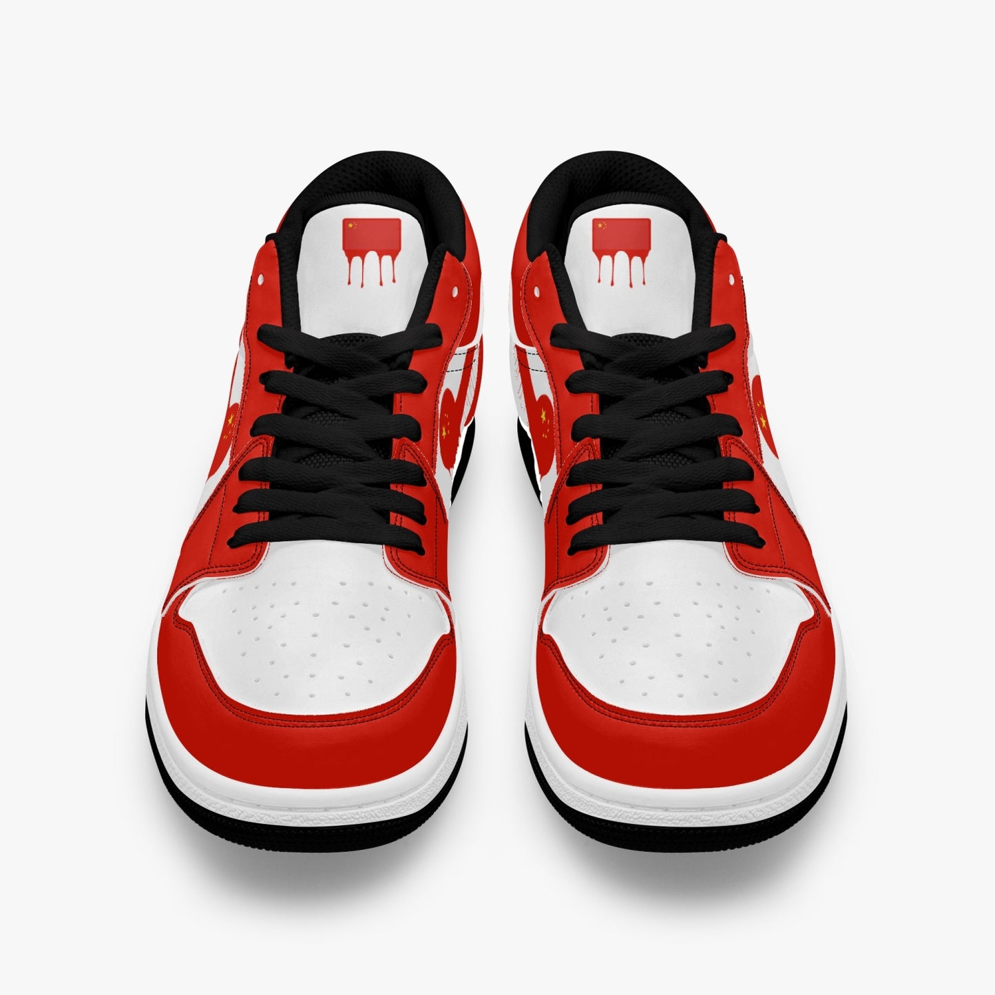 Air China Red Drip / Red & White Low Tops (Black Sole) - Men's & Women's