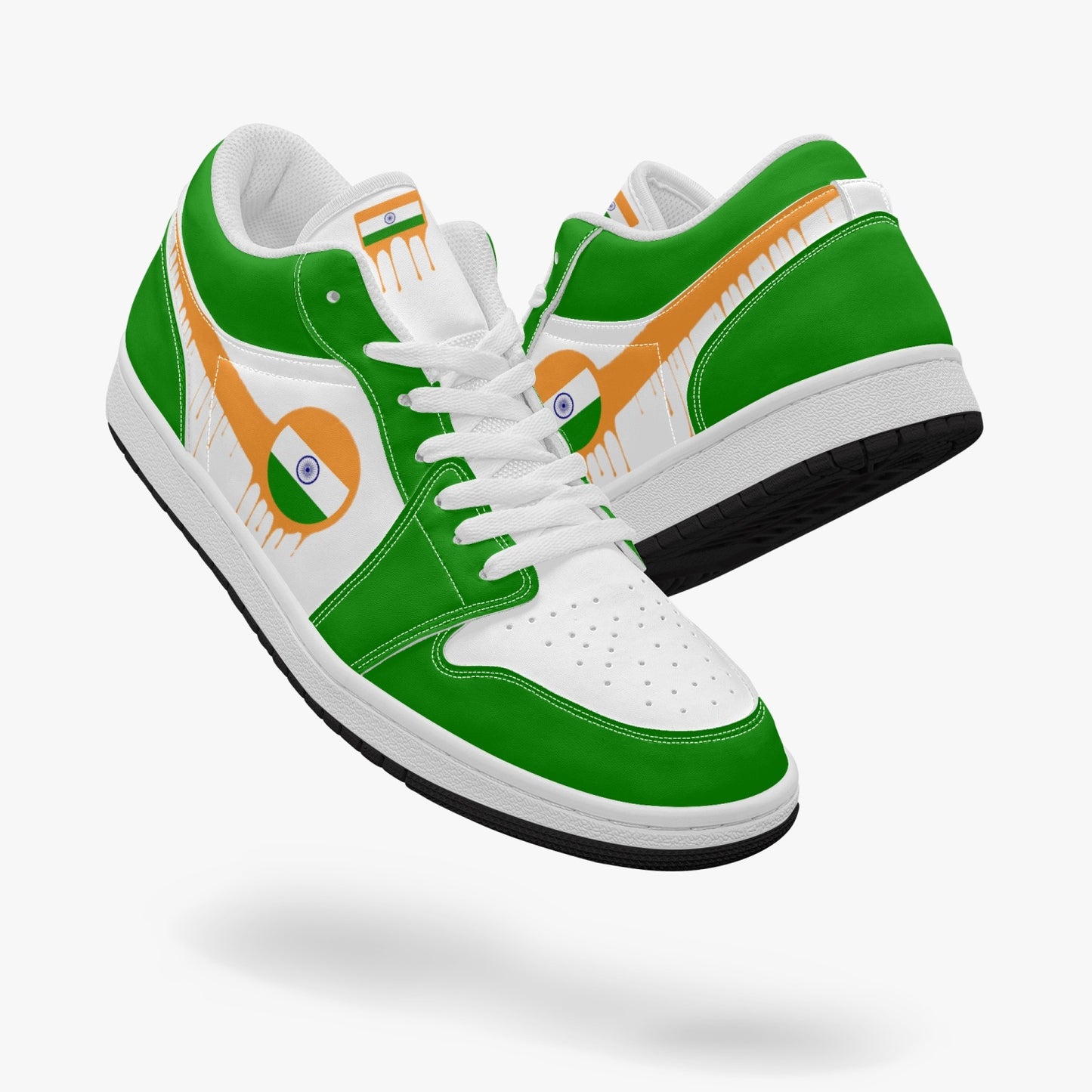 Air India Orange Drip / Green & White Low Tops (Black Sole) - Men's & Women's