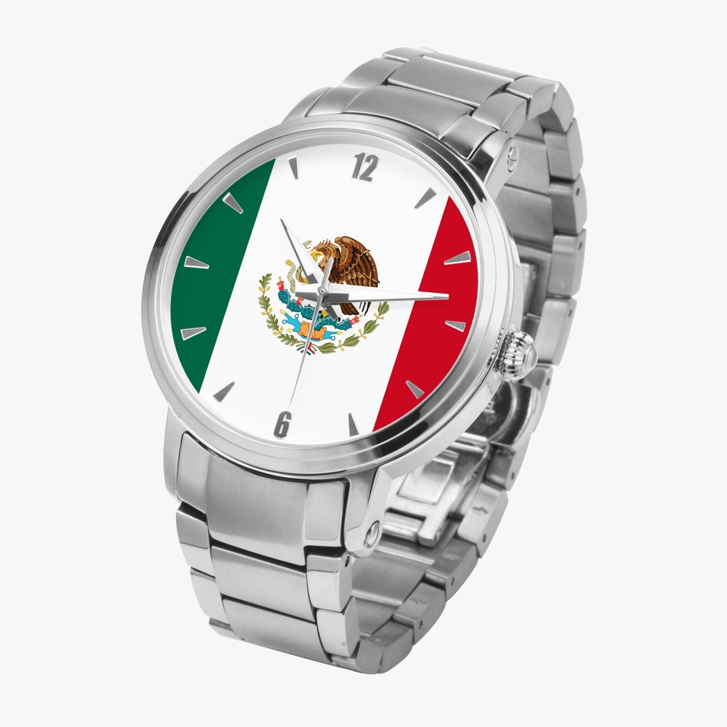 Mexico Pride Stainless Steel Luxury Men's Watch - Silver / Rose Gold / Black