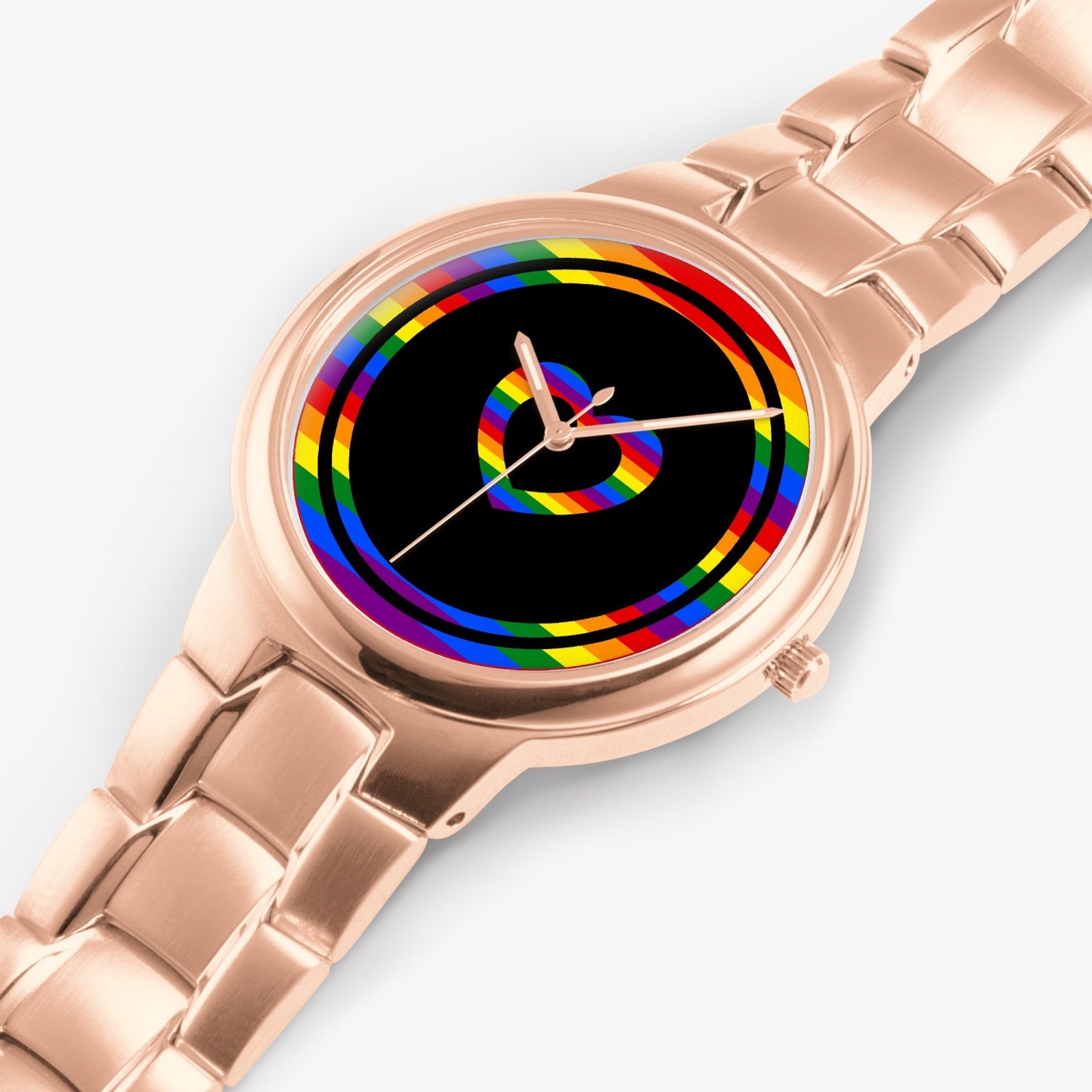 Rainbow Love Stainless Steel Luxury Women's Watch - Rose Gold / Silver / Black