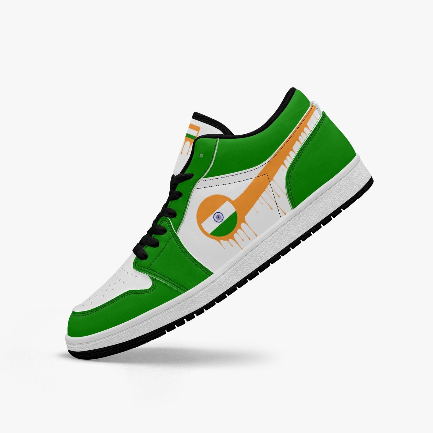 Air India Orange Drip / Green & White Low Tops (Black Sole) - Men's & Women's