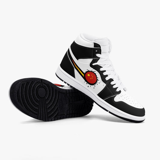 Air China Splattered Icon Black/White High Tops (Black Sole) - Men's & Women's