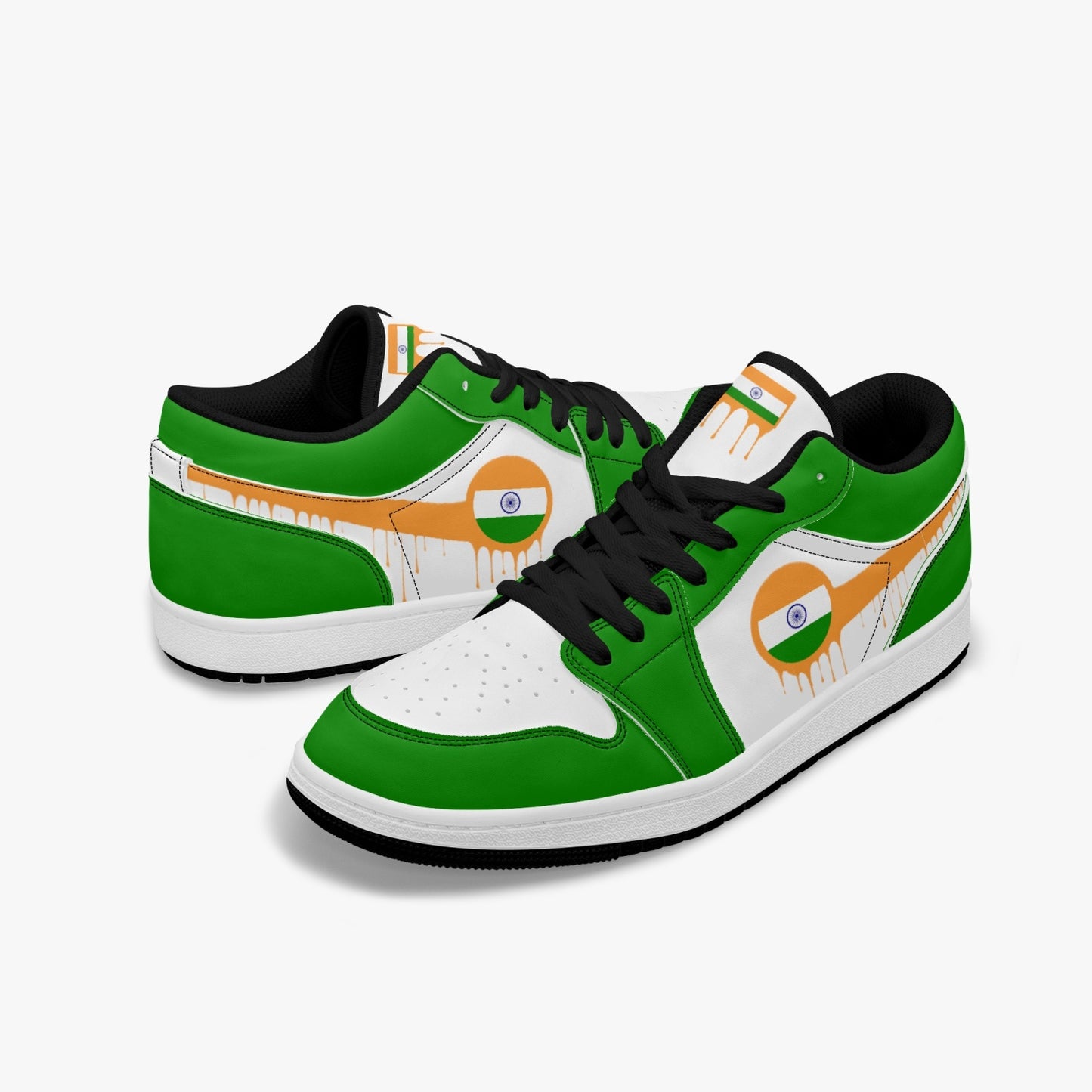 Air India Orange Drip / Green & White Low Tops (Black Sole) - Men's & Women's