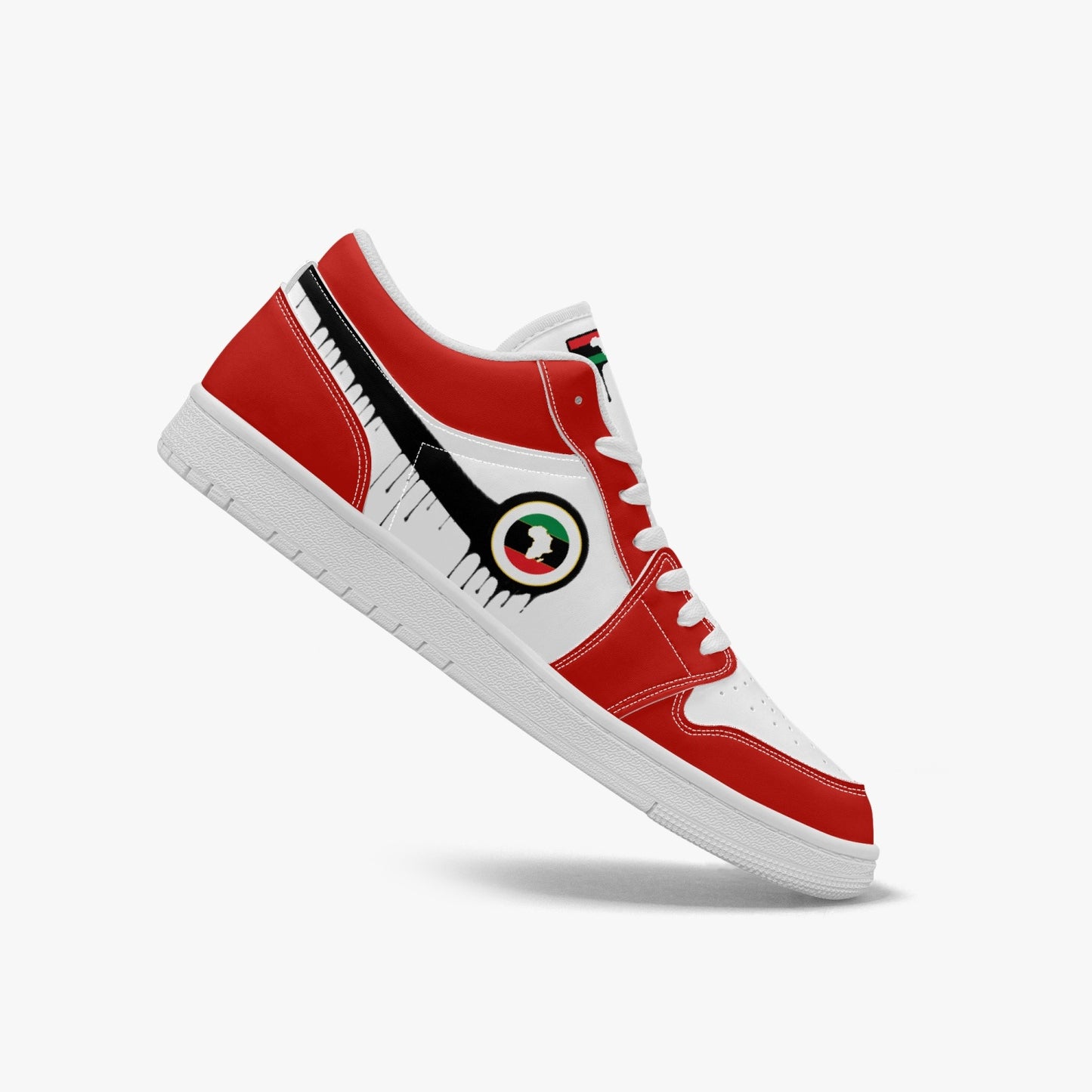 Air Africa Black Drip / Red & White Low Tops (White Sole) - Men's & Women's