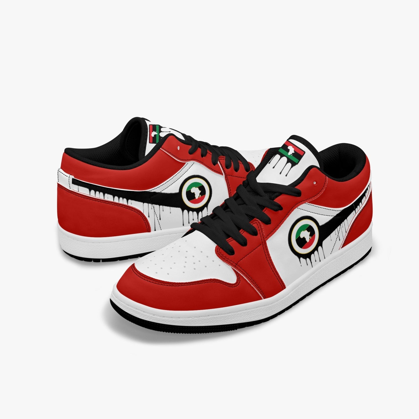 Air Africa Black Drip / Red & White Low Tops (Black Sole) - Men's & Women's