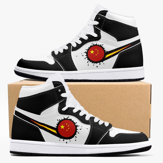 Air China Splattered Icon Black/White High Tops (Black Sole) - Men's & Women's