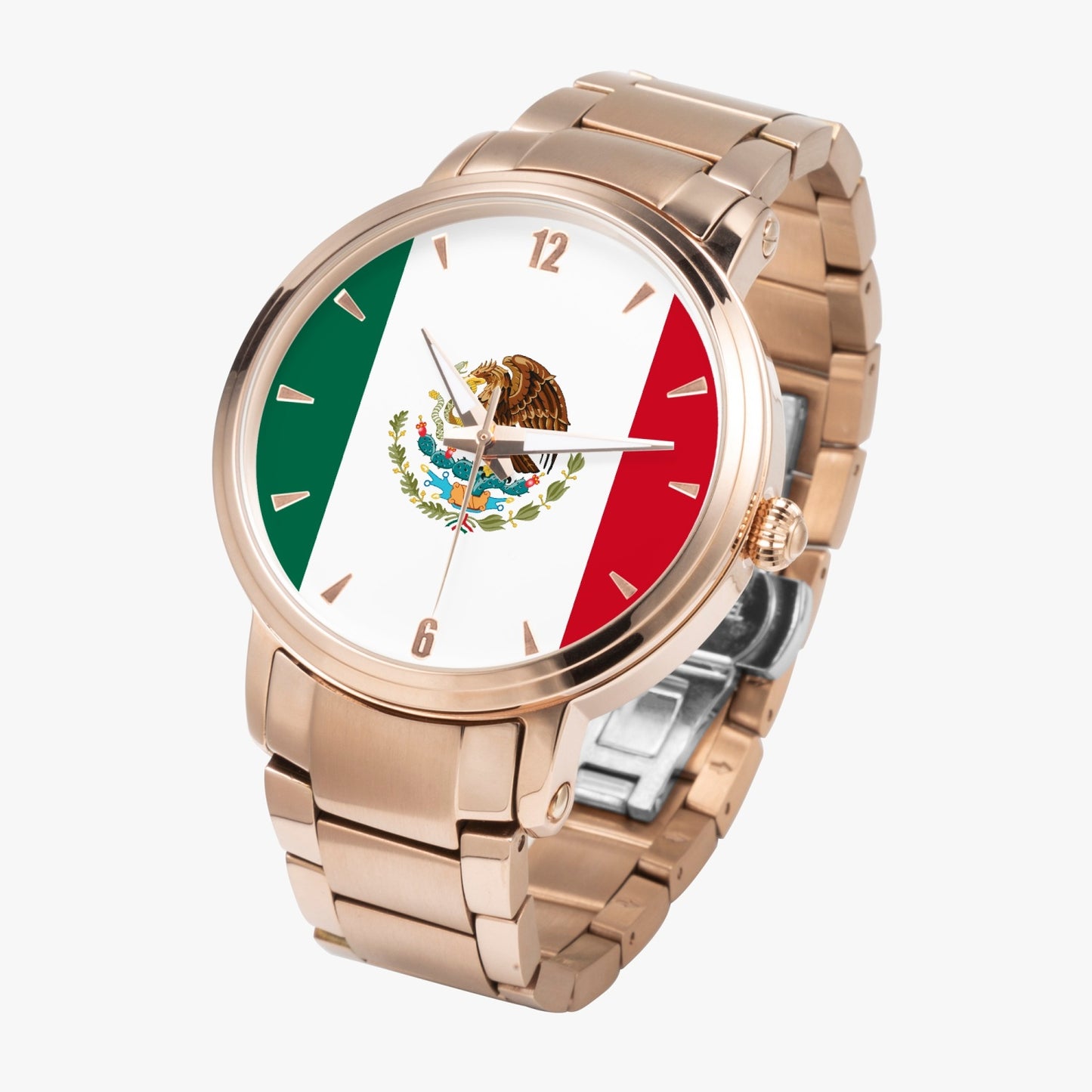 Mexico Pride Stainless Steel Luxury Men's Watch - Silver / Rose Gold / Black