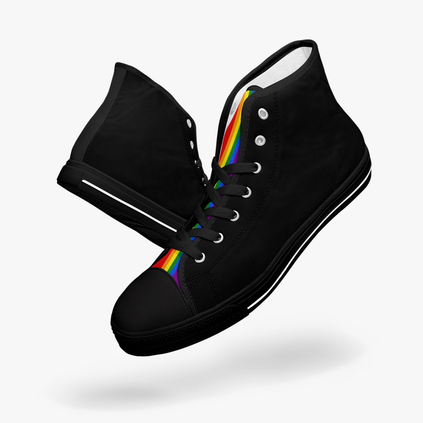 Rainbow Pride Classic Canvas High Tops (Black) - Men's & Women's