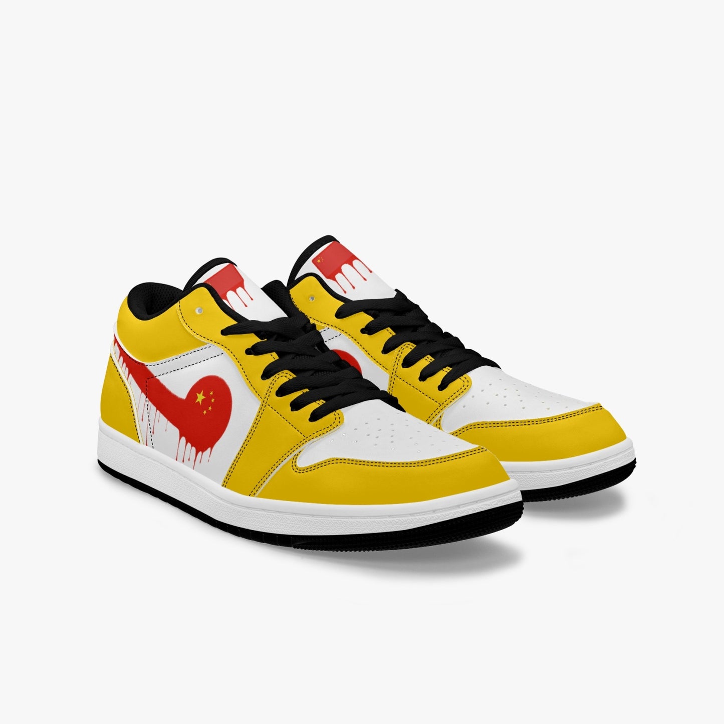 Air China Red Drip / Yellow & White Low Tops (Black Sole) - Men's & Women's