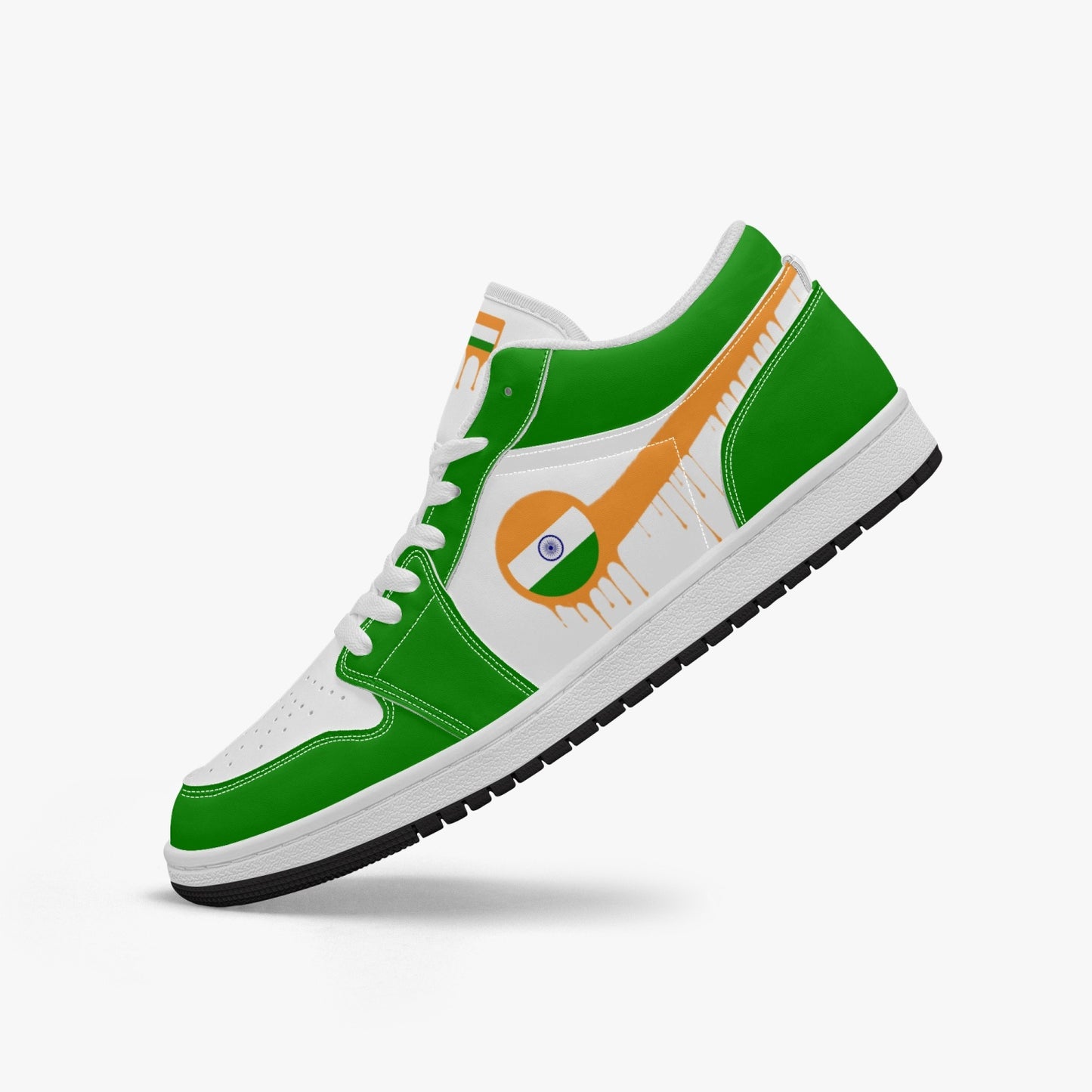 Air India Orange Drip / Green & White Low Tops (Black Sole) - Men's & Women's