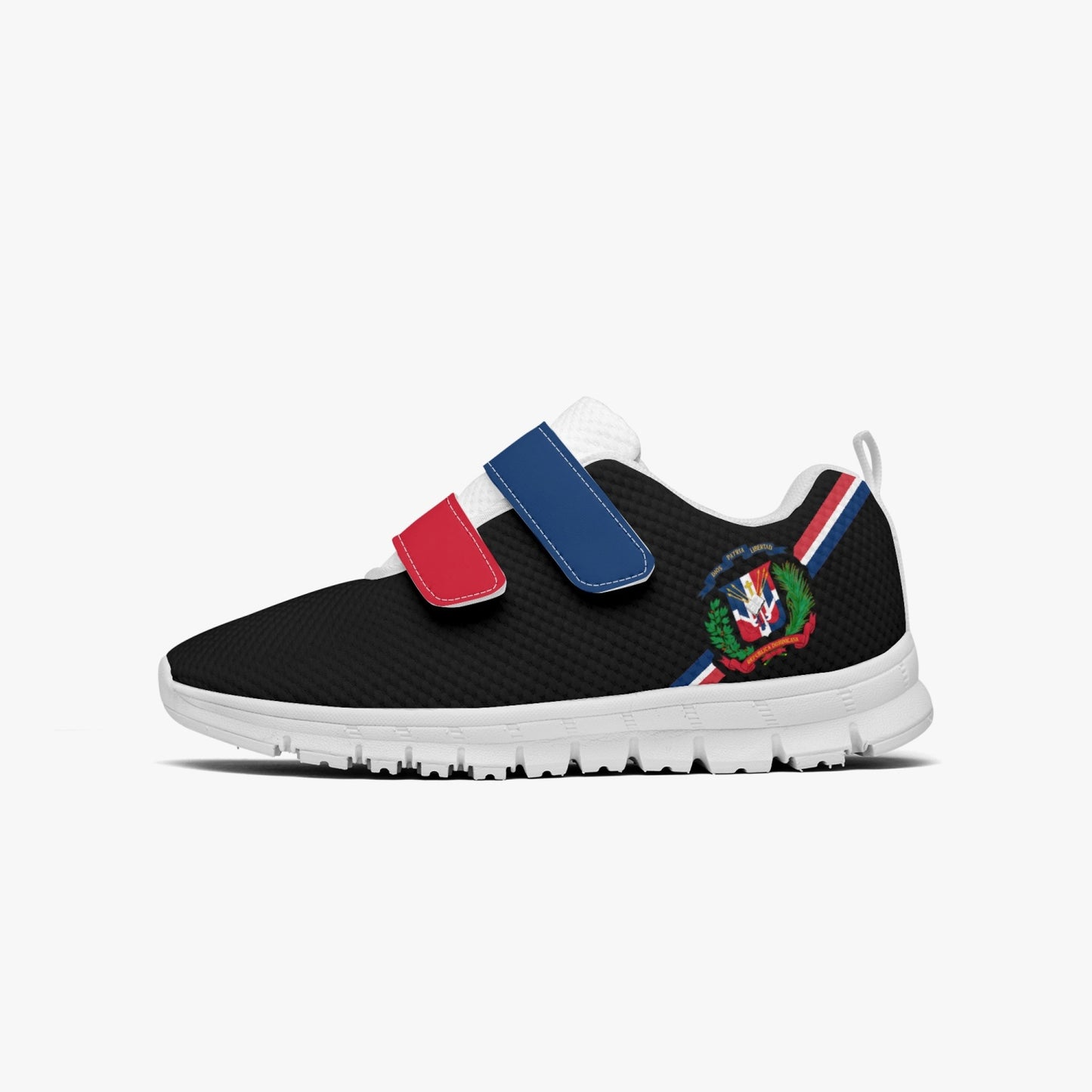 Dominican Pride Kid's Lightweight Velcro Mesh Sneaker - Black