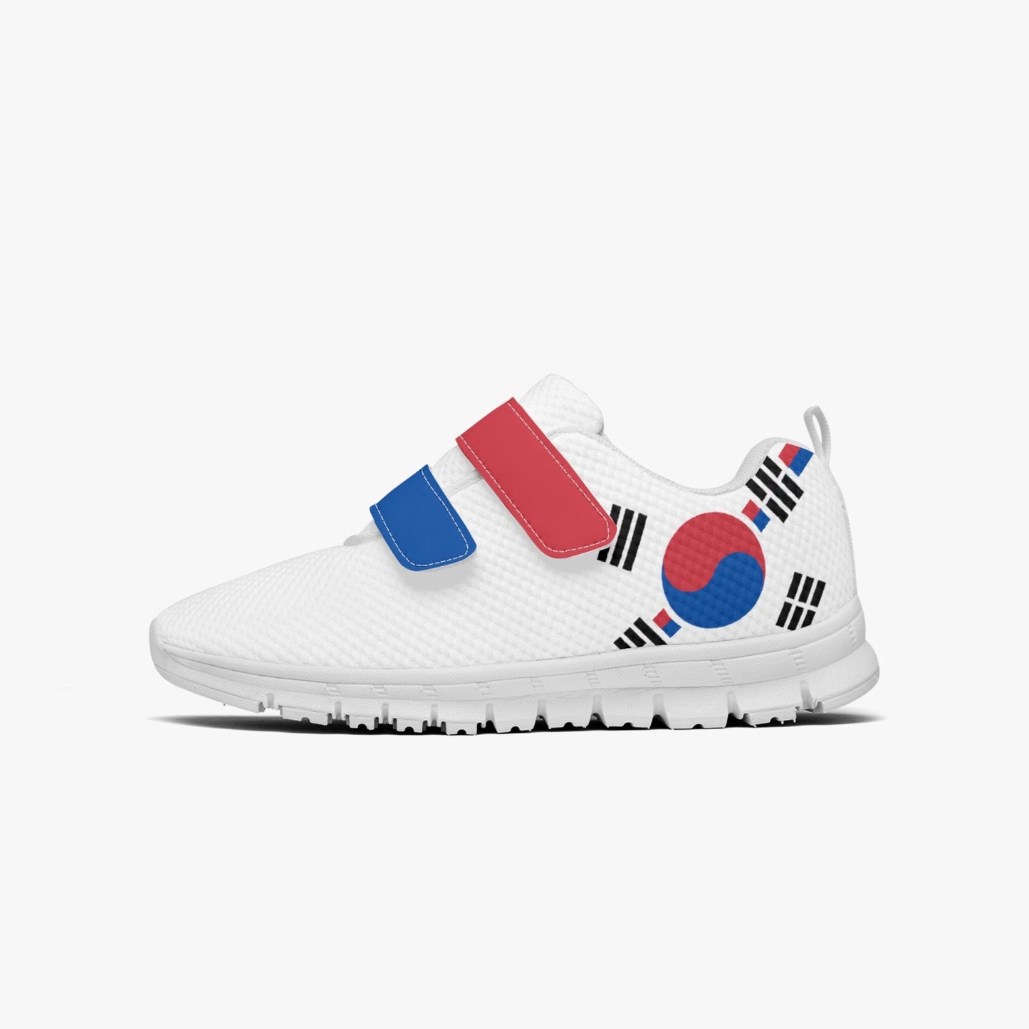 South Korea Pride Kid's Lightweight Velcro Mesh Sneaker - White