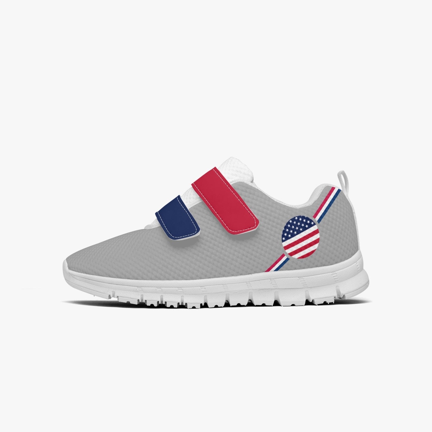 USA Pride Kid's Lightweight Velcro Mesh Sneaker - Gray