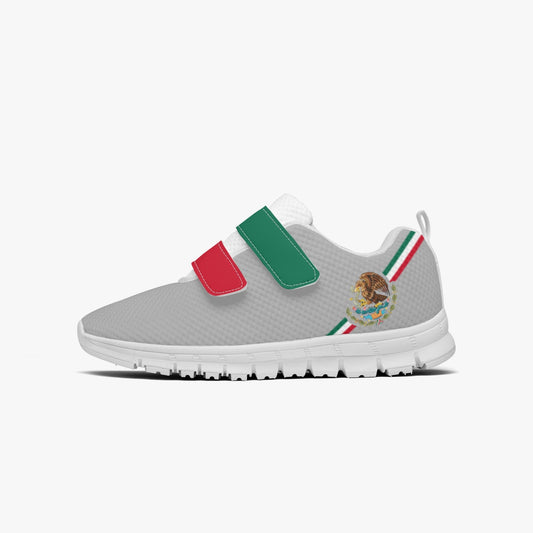 Mexico Pride Kid's Lightweight Velcro Mesh Sneaker - Gray