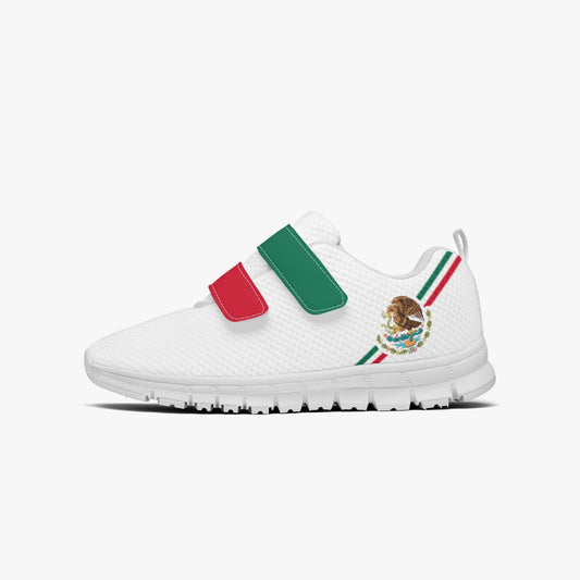 Mexico Pride Kid's Lightweight Velcro Mesh Sneaker - White