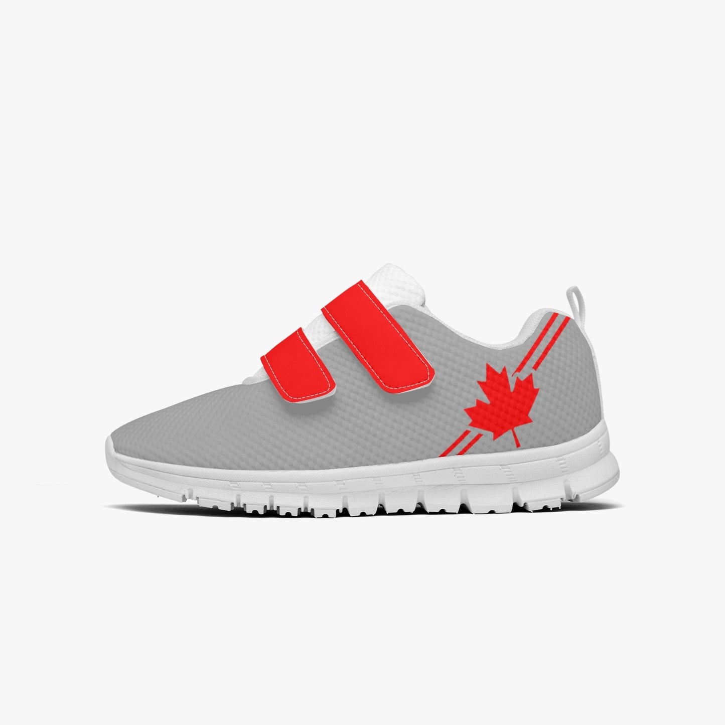 Canada Pride Kid's Lightweight Velcro Mesh Sneaker - Gray