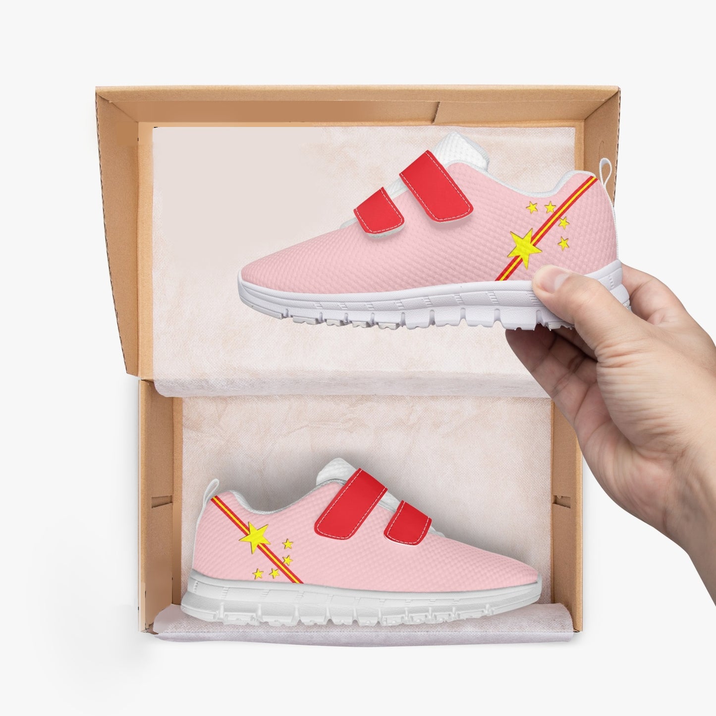 China Pride Kid's Lightweight Velcro Mesh Sneaker - Pink
